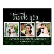 Damask Wedding Thank You Photo Postcard