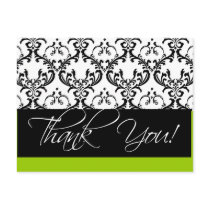 Damask Wedding Thank You Postcards Green