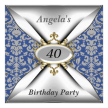 Damask White Birthday Party Celebration Invitation