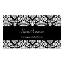 Damask White Black Business Card