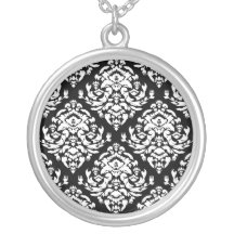 Damask White on Black Necklaces