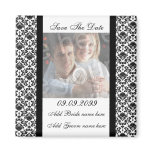 Damask White Save The Date Photo Magnet