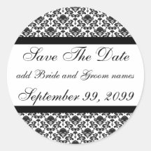 Damask White Save The Date Reminders Sticker