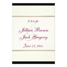 Damask White Wedding RSVP Invitations