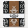 Damask Wildflowers, CELINE in Brown & Black Mousepads