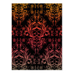 Damask Wildflowers, Midnight Masquerade in Red Postcard