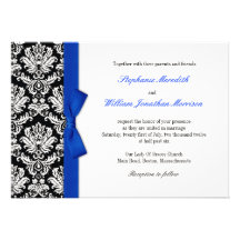 Damassé avec le faire-part de mariage bleu d'arc