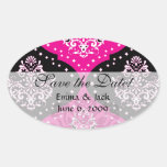 damassé blanche noire rose magent de henné sticker ovale