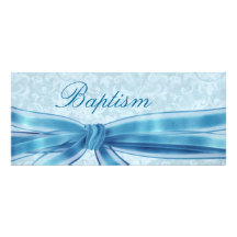 Damassé bleue de baptême de bébé métallique invitations personnalisées