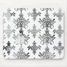 damassé complexe blanche noire affligée tapis de souris