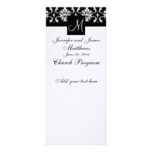 Damassé de blanc de noir de monogramme de programm invitations personnalisées