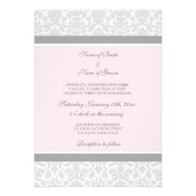 Damassé de blanc gris de rose d'invitations de mar