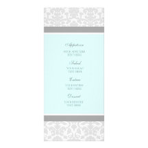 Damassé de gris bleu de menu de mariage carte double