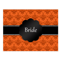 Damassé d'orange de cadeaux de jeune mariée cartes postales