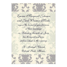 damassé du baroque de blanc gris cartons d'invitation