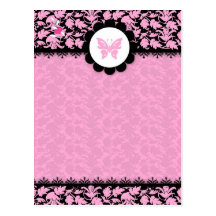 DAMASSÉ du PAPILLON 311-PINK Carte Postale
