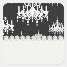 damassé élégante de blanc de noir de lustre stickers carrés