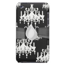 damassé élégante de blanc de noir de lustre coques barely there iPod