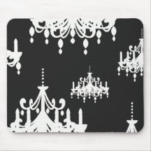 damassé élégante de blanc de noir de lustre tapis de souris