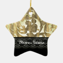 Damassé et dentelle d'or décorations de noël