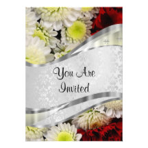 Damassé et fleurs invitation personnalisable
