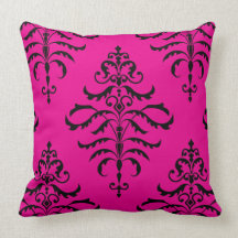 Damassé feuillue - magenta et noire (conception bi oreillers