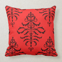 Damassé feuillue - rouge et Bourgogne (conception  Oreiller