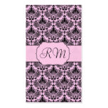 Damassé florale vintage élégante de rose noir et e modèle de carte de visite