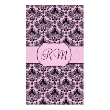 Damassé florale vintage élégante de rose noir et e modèle de carte de visite