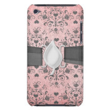 damassé grise chic girly de remous de coeur sur le coques iPod Case-Mate