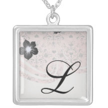 damassé grise chic minable de remous de coeur sur  collier personnalisé