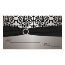 Damassé grise et noire Placecards Cartes De Visite Personnelles