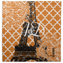 Damassé marocaine de tuile de Tour Eiffel de monog Serviettes