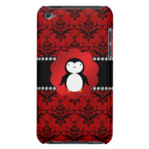 Damassé mignonne de rouge de pingouin coque barely there iPod