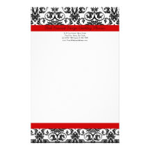 Damassé noire/blanche avec l'accent rouge ravissan papier à lettre