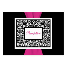 Damassé noire et blanche avec la carte rose de clô cartes de visite professionnelles