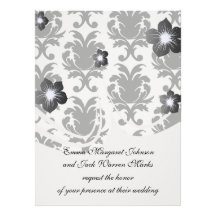 damassé noire et blanche élégante invitation