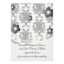 damassé noire et blanche élégante invitations personnalisées