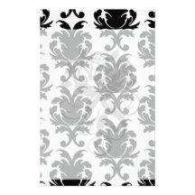 damassé noire et blanche élégante papier à lettre customisé