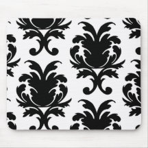 damassé noire et blanche élégante tapis de souris