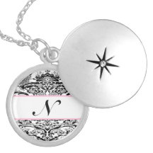 Damassé noire et pâle - collier rose de cadeau de 