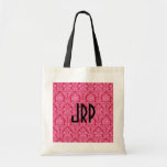 Damassé rose décorée d'un monogramme sacs fourre-tout