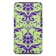 Damassé : Vert d'indigo et de chaux, initiales fai Coque iPod Case-Mate