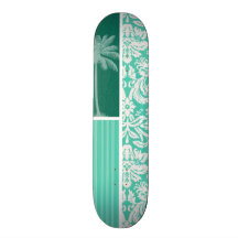 Damassé verte tropicale de Seafoam Skateboard Customisable