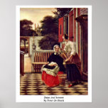 Dame And Servant By Pieter De Hooch Posters