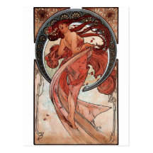 Dame d'art déco de danse de Mucha Cartes Postales