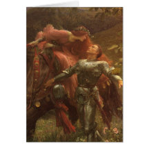 Dame de belle de La sans Merci, Dicksee, art victo Carte De Vœux