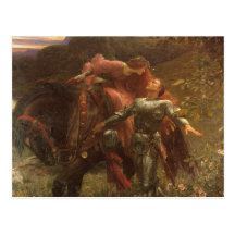 Dame de belle de La sans Merci, Dicksee, art victo Carte Postale