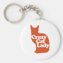 Dame folle de chat porte-clef