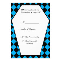 Damier Ebony (Cyan) RSVP Card Custom Announcement